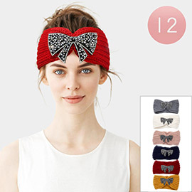 12PCS - Bow Accented Knit Earmuff Headbands