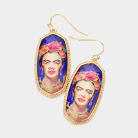 Frida Kahlo Hexagon Dangle Earrings