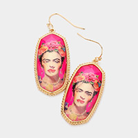 Frida Kahlo Hexagon Dangle Earrings