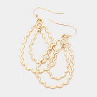 Wavy Double Open Metal Teardrop Link Dangle Earrings