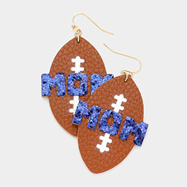 MOM Message Faux Leather Football Dangle Earrings