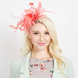 Mesh Flower Feather Fascinator / Headband