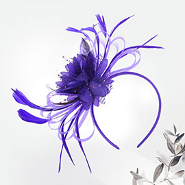 Mesh Flower Feather Fascinator / Headband