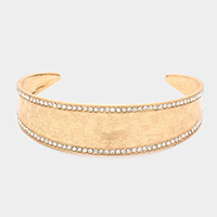 Rhinestone Embellished Metal Cuff Bracelet