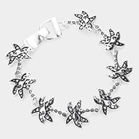 Antique Metal Palm Tree Link Magnetic Bracelet