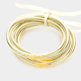 7PCS - Glitter Jelly Tube Bangle Bracelets