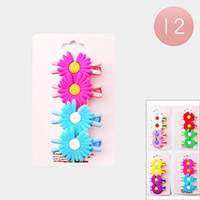 12 Set of 4 - Flower Snap Alligator Hair Clips