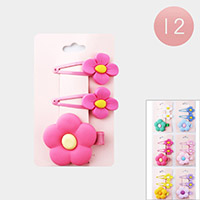 12 Set of 3 - Flower Snap / Alligator Hair Clips
