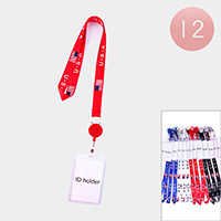 12PCS - USA American Flag Keychain ID Holders