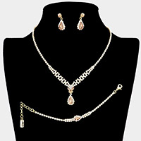 3PCS - Butterfly Accented Rhinestone Necklace Jewelry Set