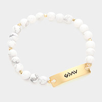 God is Greater Than The Highs And The Lows Metal Bar Natural Stone Stretch Bracelet