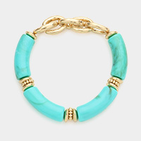 Metal Chain Accented Acetate Stretch Bracelet