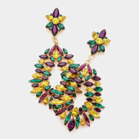 Mardi Gras Marquise Stone Cluster Dangle Evening Earrings