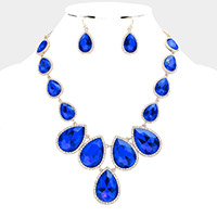 Teardrop Stone Link Evening Necklace