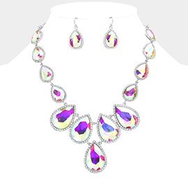 Teardrop Stone Link Evening Necklace