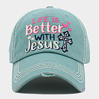 LIFE IS Better WITH Jesus Message Vintage Baseball Cap