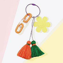 Smile Flower Tassel Bag Charm / Keychain