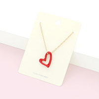 Enamel Open Heart Pendant Necklace