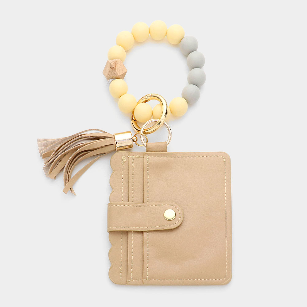 Plain Faux Leather Keychain / Card Holder Wallet