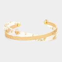 Gold Foil Detailed Crisscross Cuff Bracelet