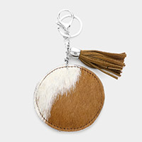 Genuine Fur Calf Round Tassel Keychain