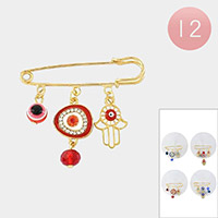 12PCS - Evil Eye Hamsa Hand Pin Brooches