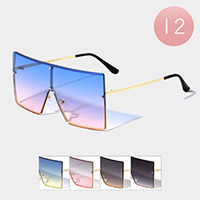 12PCS - Tinted Square Wayfarer Sunglasses
