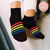 10Pairs - Rainbow Striped Socks