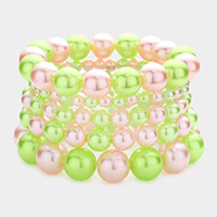 5PCS - Pearl Strand Stretch Bracelets