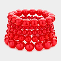 5PCS - Pearl Strand Stretch Bracelets