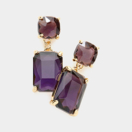 Square Rectangle Link Dangle Evening Earrings