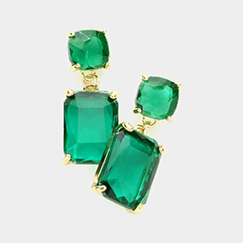 Square Rectangle Link Dangle Evening Earrings