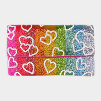 Heart Accented Rainbow Striped Beaded Clutch / Crossbody Bag