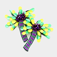 Mardi Gras Beaded Palm Tree Earrings