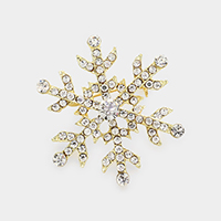 Stone Embellished Snowflake Pin Brooch