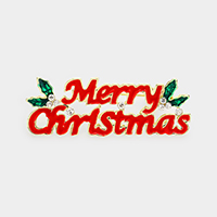 Merry Christmas Stone Embellished Enamel Message Pin Brooch