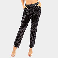 Reversible Sequin Skinny Pants