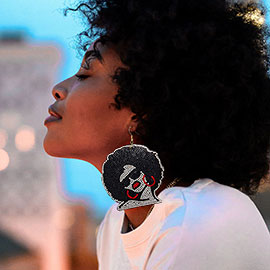 Oversized Faux Leather Back Bling Afro Dangle Earrings