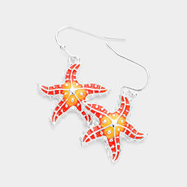 Enamel Metal Starfish Dangle Earrings