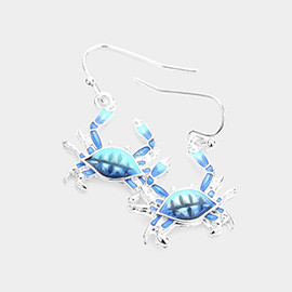 Enamel Metal Crab Dangle Earrings