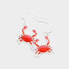 Enamel Metal Crab Dangle Earrings