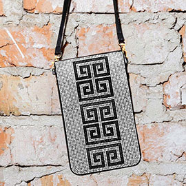 Bling Greek Pattern Transparent Phone Case Crossbody Bag