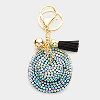 Studded Cowboy Hat Faux Suede Tassel Keychain