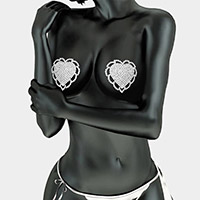 2PCS - Rhinestone Heart Adhesive Breast Nipple Covers