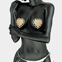 2PCS - Rhinestone Heart Adhesive Breast Nipple Covers