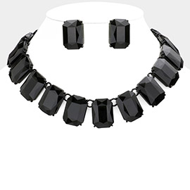 Emerald Cut Stone Link Evening Necklace