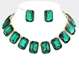 Emerald Cut Stone Link Evening Necklace