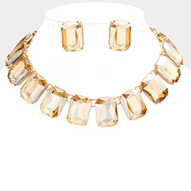 Emerald Cut Stone Link Evening Necklace