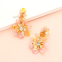 Celluloid Acetate Double Flower Link Dangle Earrings