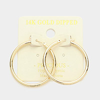 14K Gold Dipped Metal Hoop Pin Catch Earrings